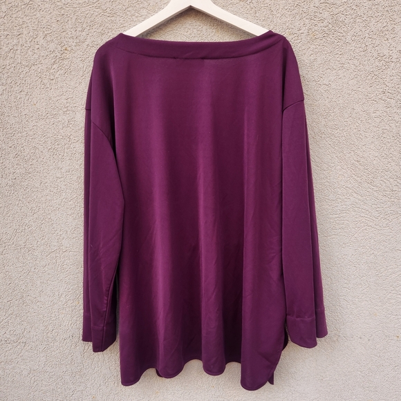 ELOQUII Women's Top Plus Size 22 Purple Adjustable Waist Stretch Blouse NWT - Picture 4 of 9